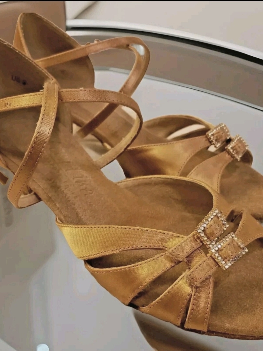 Very Fine Dancesport Signature Series Tan Satin 2" Cuban Slim Heel US 9 (S92307)